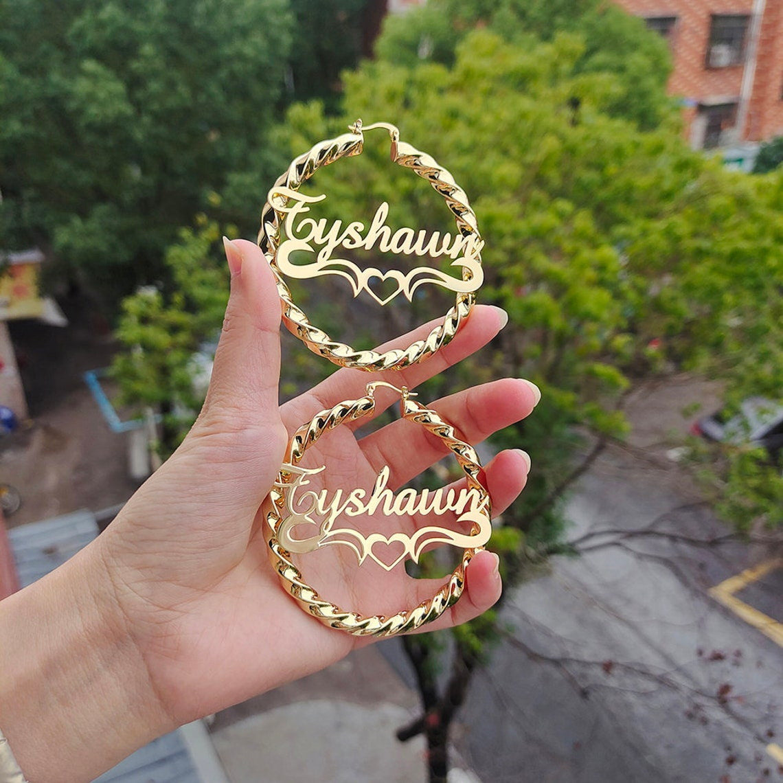 Wholesale Personalized stainless steel name thick thread earrings