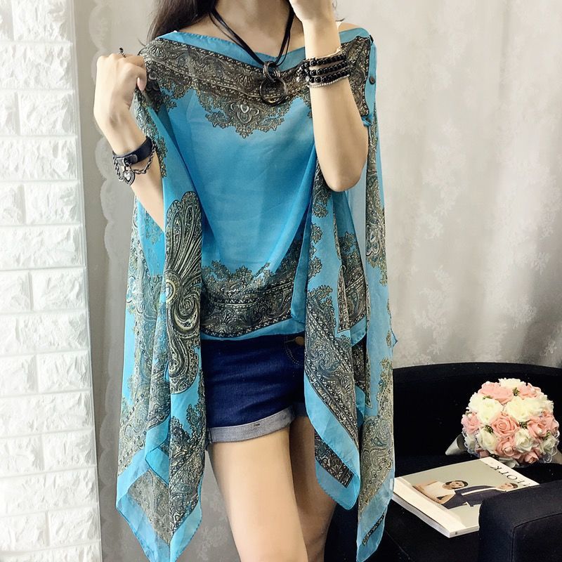 Wholesale Sunscreen Chiffon Double-sided Printing Dual-purpose Silk Scarf