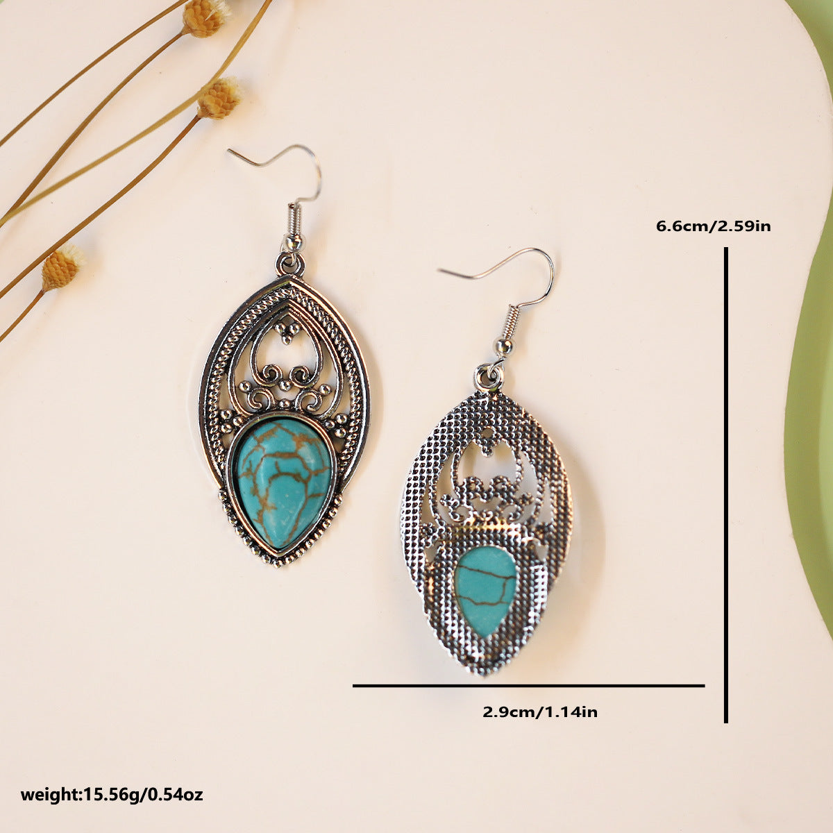 Wholesale Bohemian Ethnic Style Blue Turquoise Water Drop Earrings