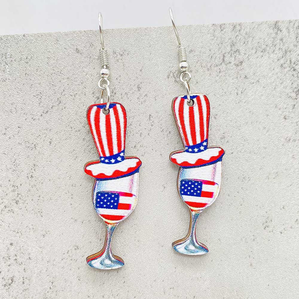 Wholesale American Independence Day Ice Cream Beach Wooden Earrings