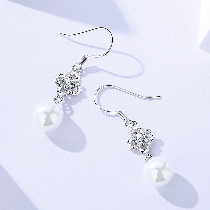 Wholesale S999 sterling silver four-leaf clover earrings