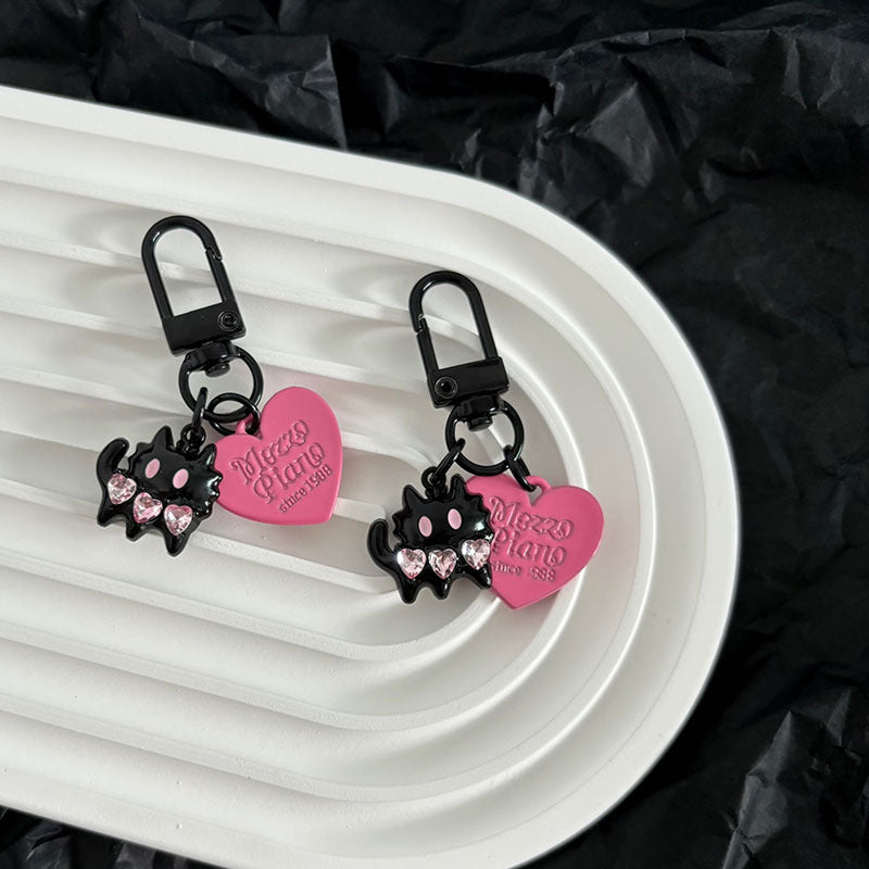 Wholesale Kitten and Fish Love Sweet Cool Alloy Keychain