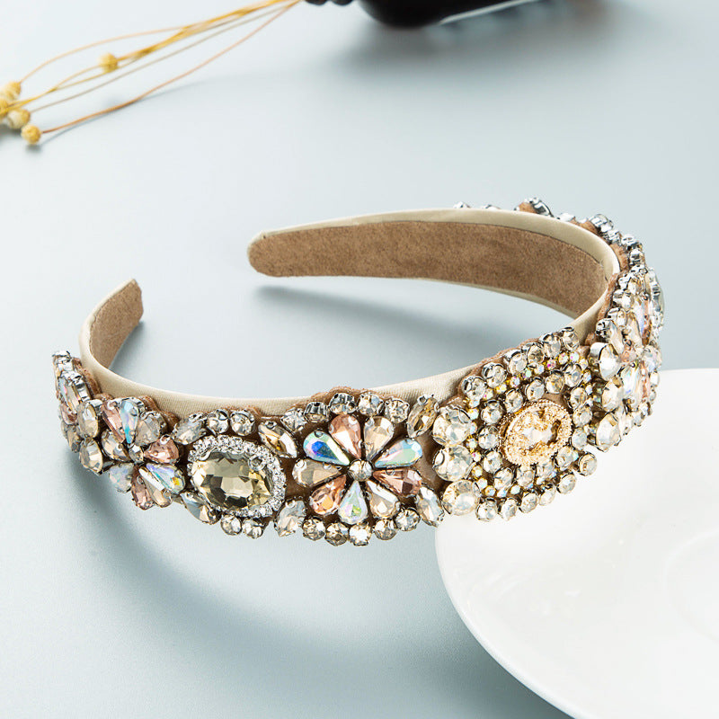 Wholesale Wide-brimmed Personalized Headband with Diamonds