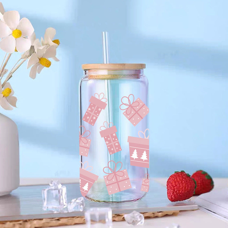 Wholesale Colorful Gift Christmas Tree 16oz Cup UV DTF Wraps