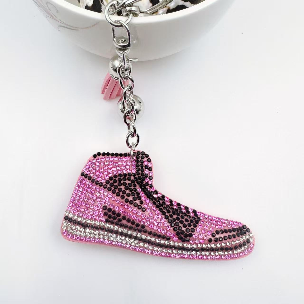 Wholesale Rhinestone Sneaker Keychain Crystal Shoe Charm For Bag Car Key Accessory