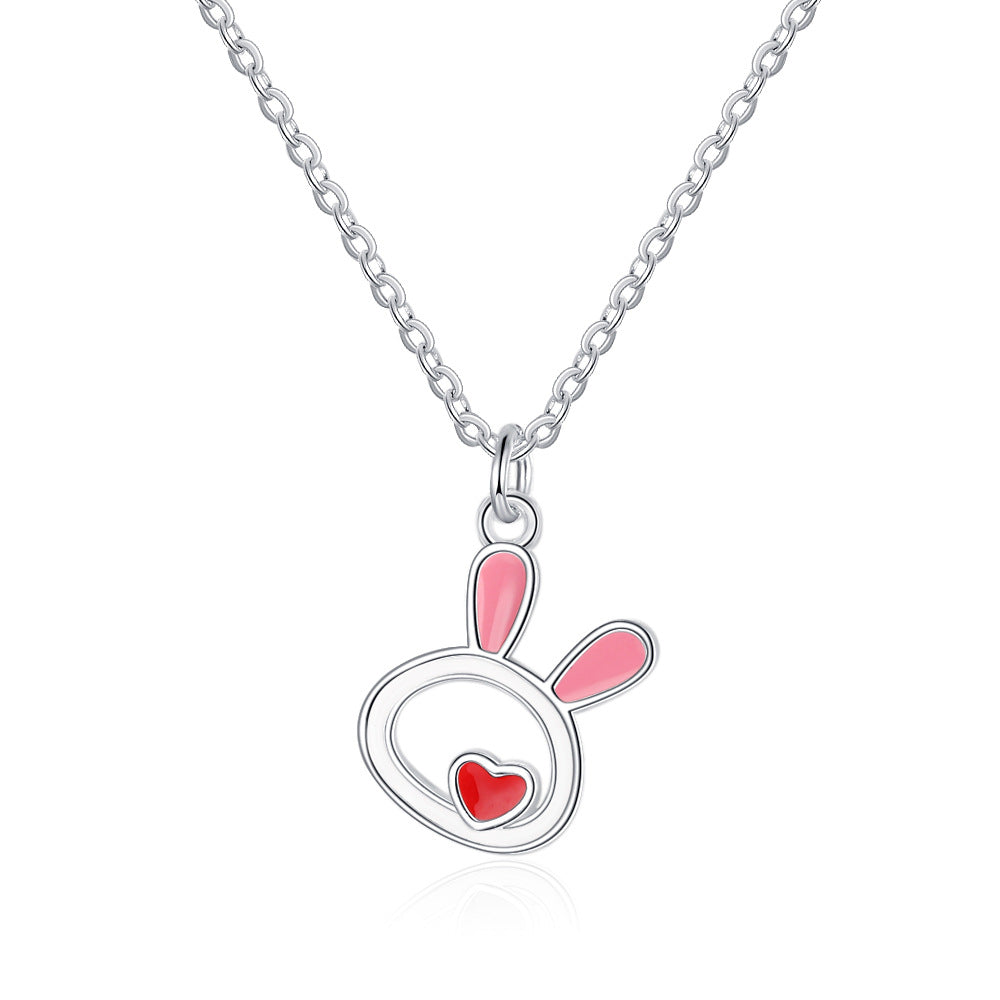 Wholesale Rabbit Love Hollow Drop Glue Necklace