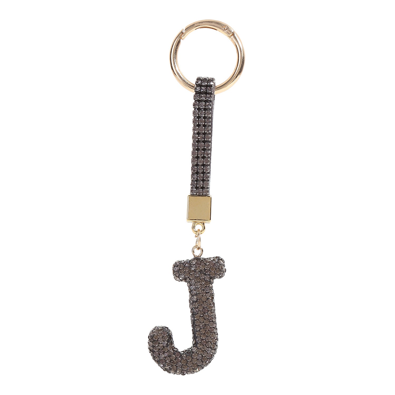 Wholesale Full Diamond Clay Letter J Keychain