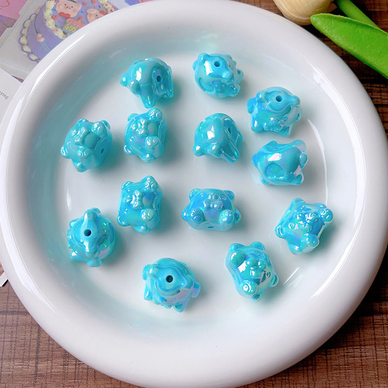 Wholesale 10pcs Solid Color  Plated AB Love Bear Straight Hole Acrylic Beads