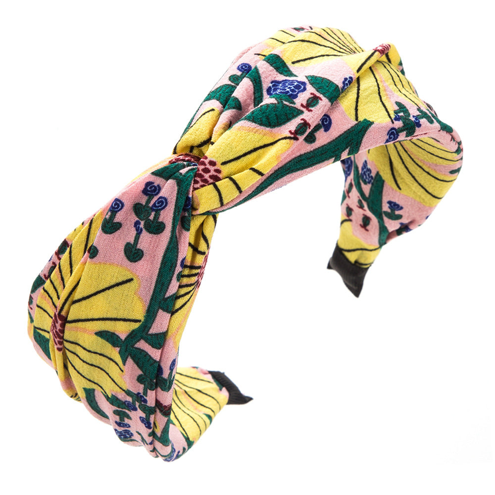 Wholesale Fabric Printed Cross-hairband Fashion All-match Wide-brimmed Headband Bohemian Style Elegant Hair Accessories