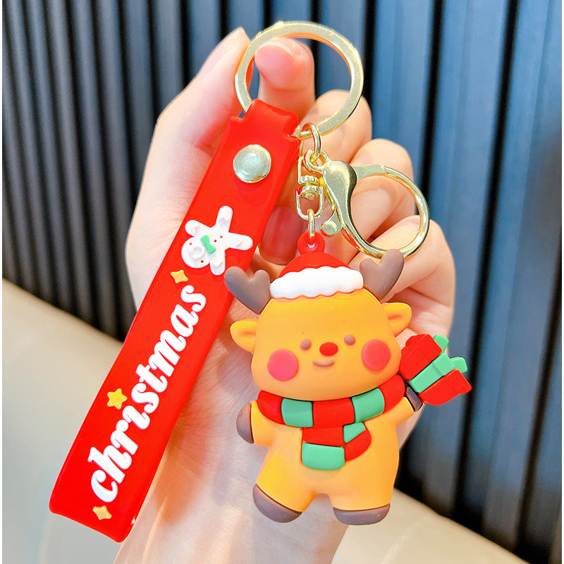 Wholesale Pvc Soft Glue Cute Christmas Snowman KeyChain