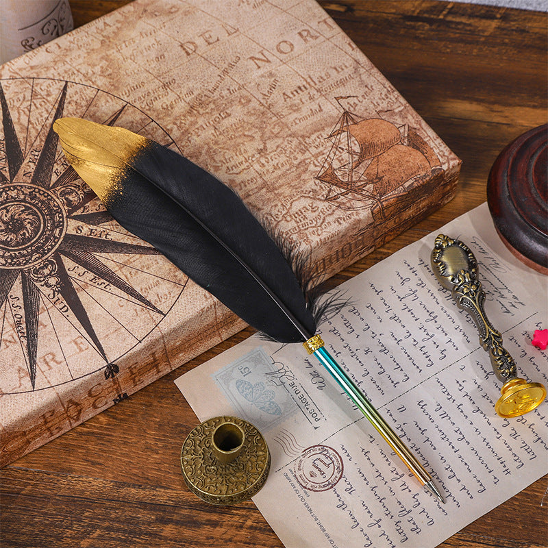 Wholesale 10pcs/pack Gradient Color Feather Pen Ballpoint Pen