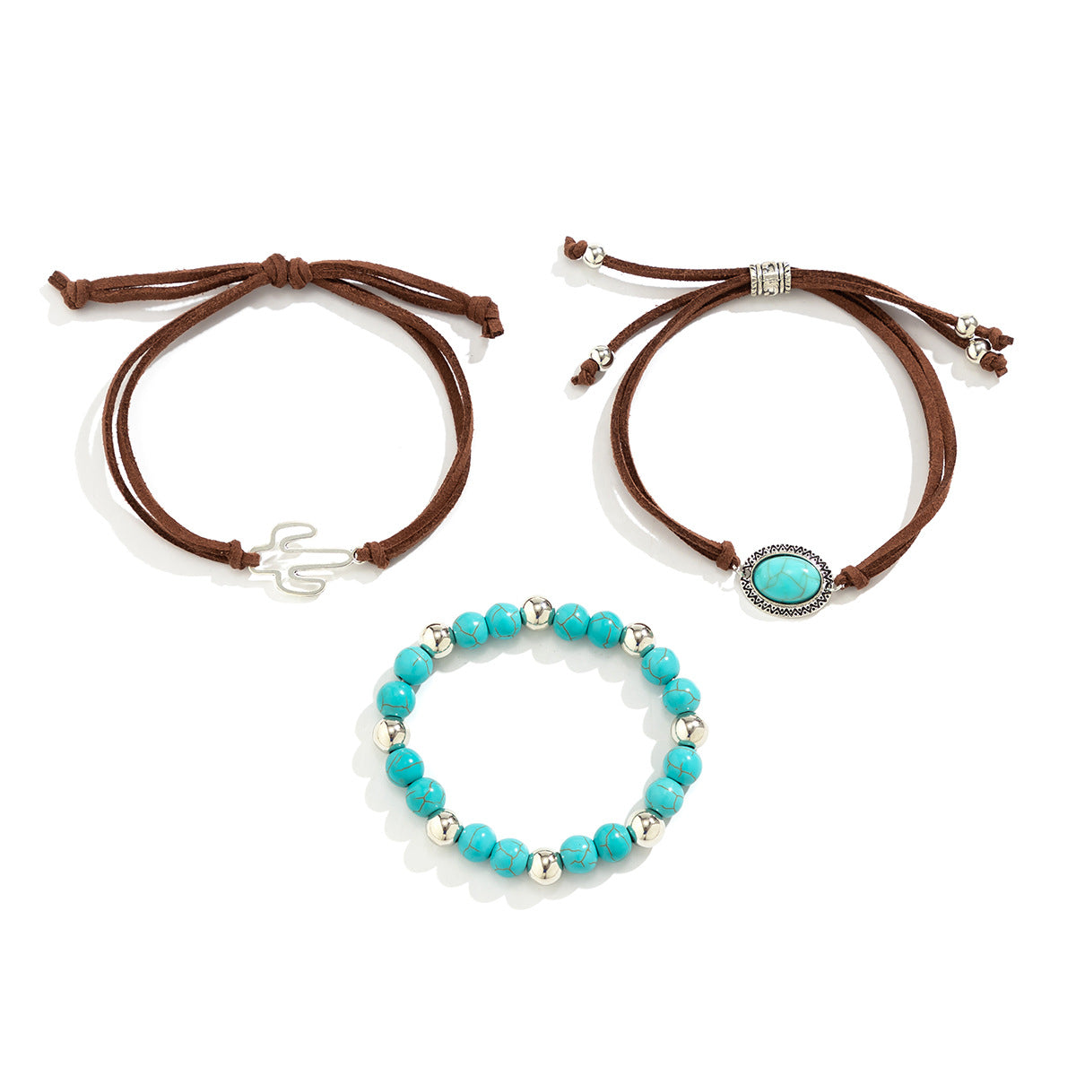 Wholesale Vintage Imitation Turquoise Sweater Chain Beaded Necklace Set