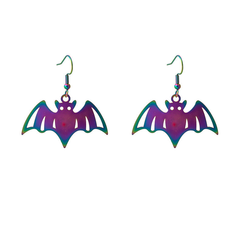 Wholesale Halloween Colorful Gradient Plating Color Matching Stainless Steel Earrings