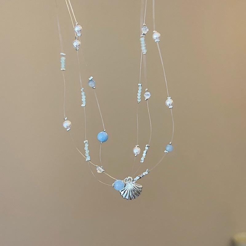 Wholesale Holiday Style Shell Necklace Braided Rope Clavicle Chain