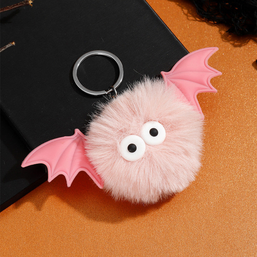 Wholesale Halloween Bat Plush Pom Keychain
