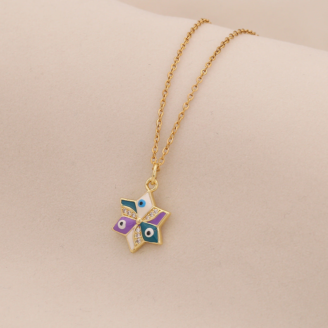 Wholesale Devil' s Eye Necklace Stainless Steel Clavicle Chain