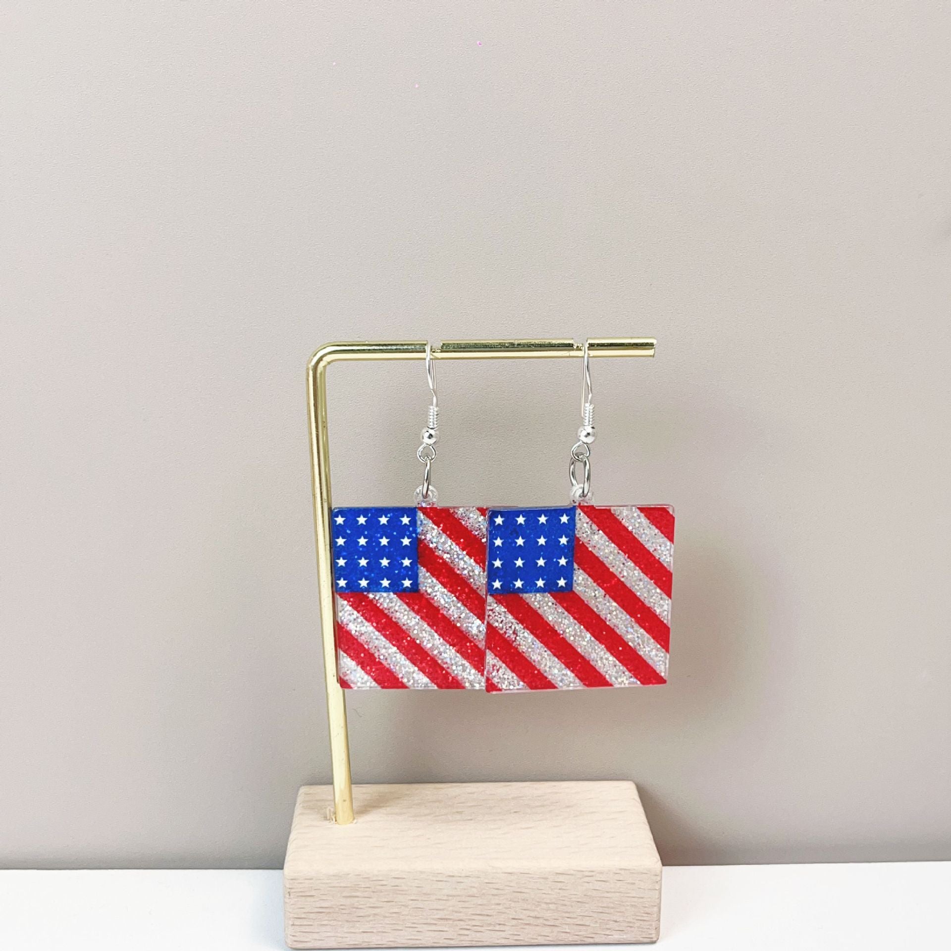 Wholesale Independence Day Flag Red Blue Sunflower Love Earrings