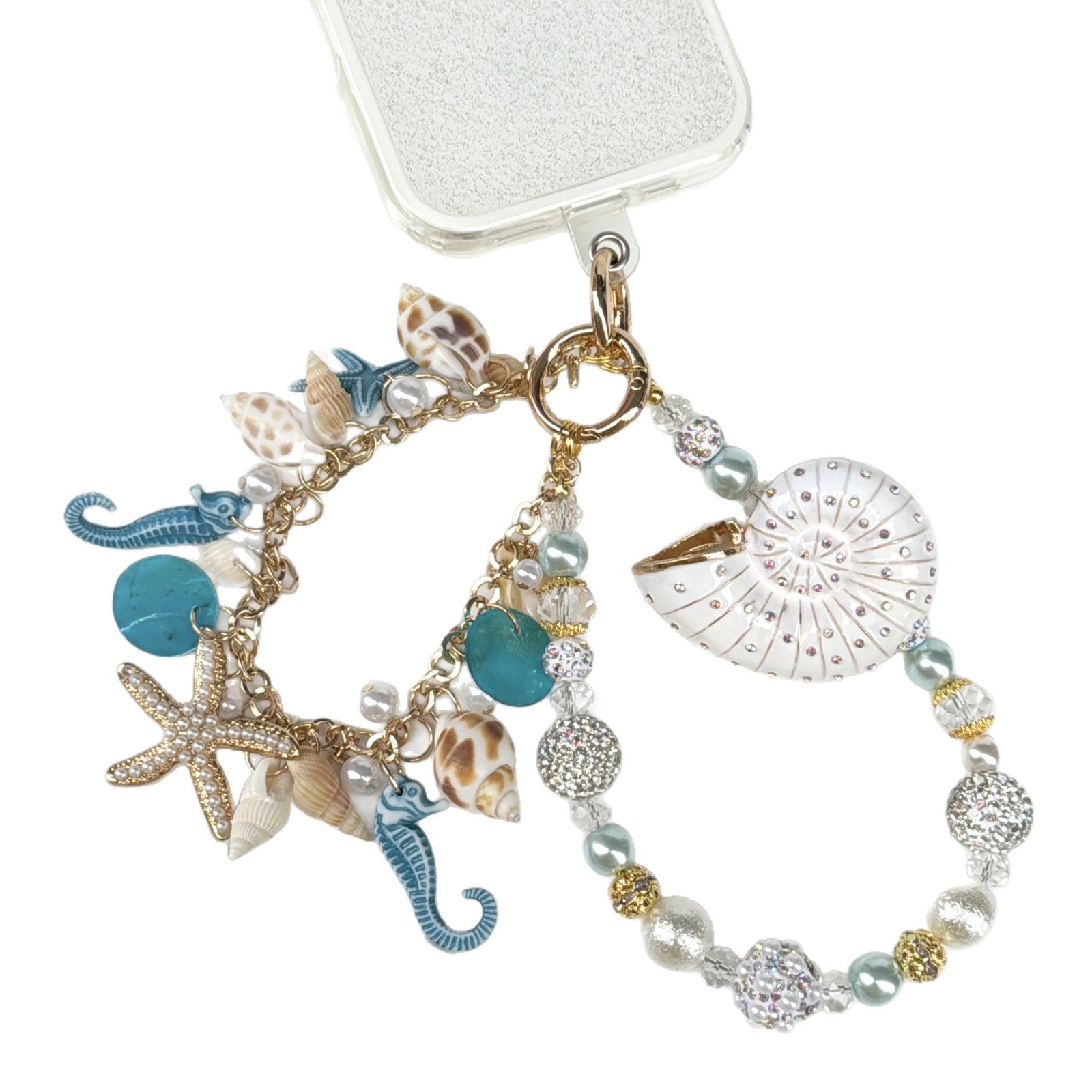 Wholesale Summer Ocean Series Pearl and Seashell Phone Charm