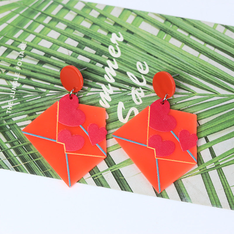 Wholesale Valentine's Day Love Envelope Acrylic Earrings
