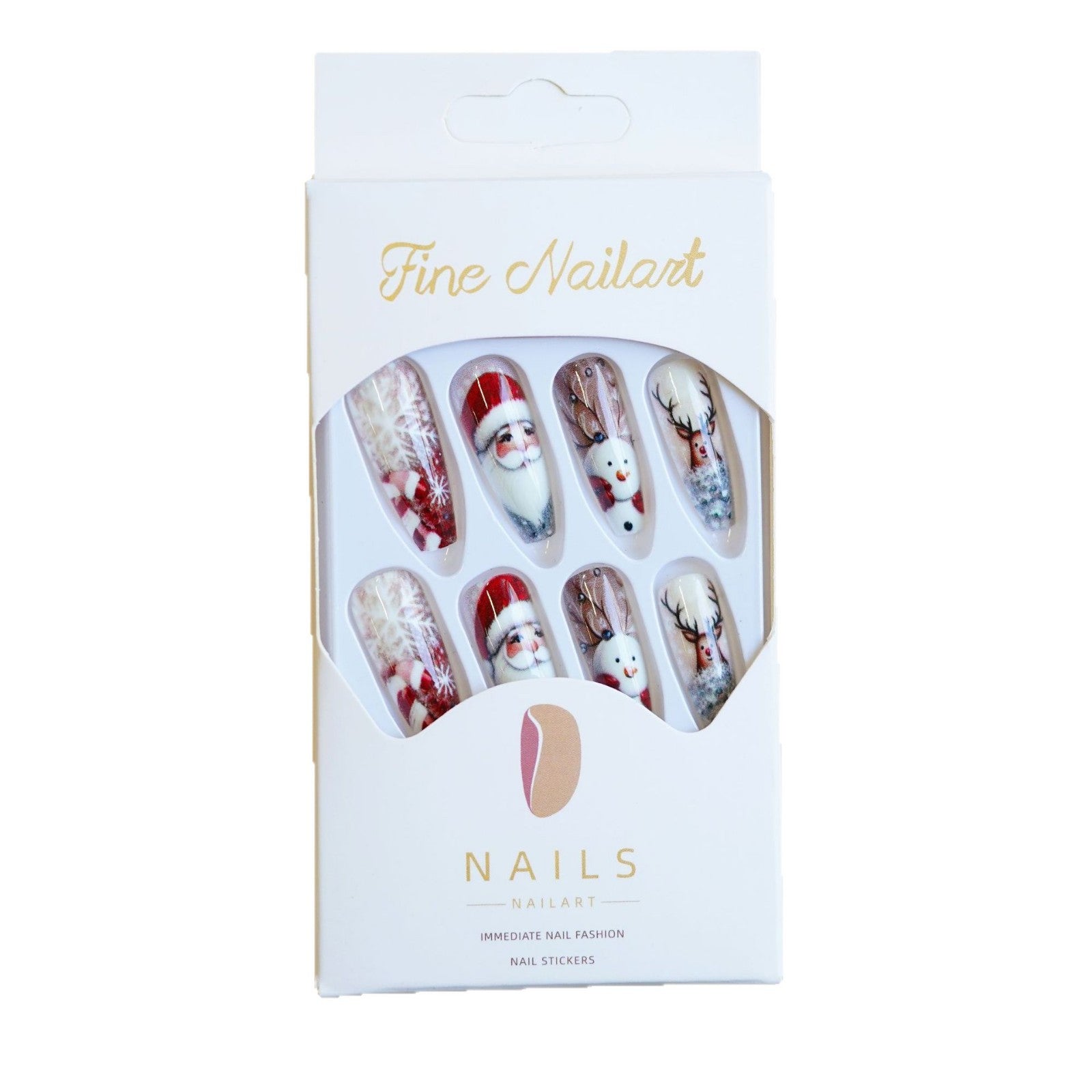 Wholesale ice crystal Christmas false nails long T wear nail stickers