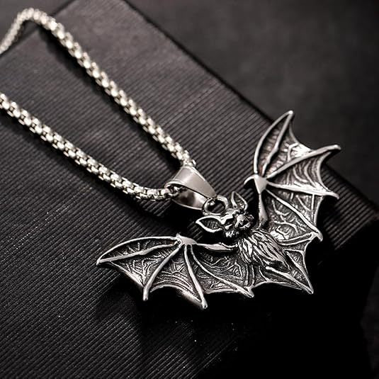 Wholesale Gothic  Bat Pendant Titanium steel necklace