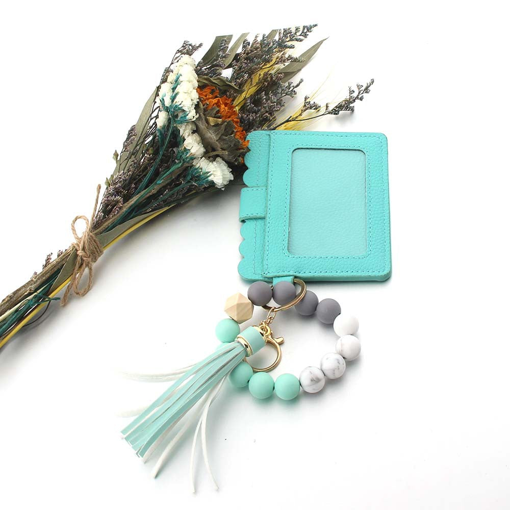 Wholesale PU Leather Tassel Silicone Wrist Coin Purse Keychain