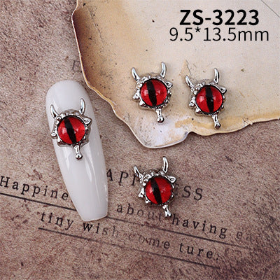 Wholesale Dark Cyberpunk Devil Eye Nail Art Decor In Alloy Metal Trendy Chic Nail Accessory For Everyday And Resale
