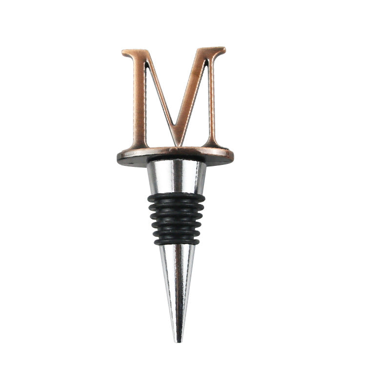 Wholesale Zinc Alloy 26 English Letter Wine Stopper Bottles