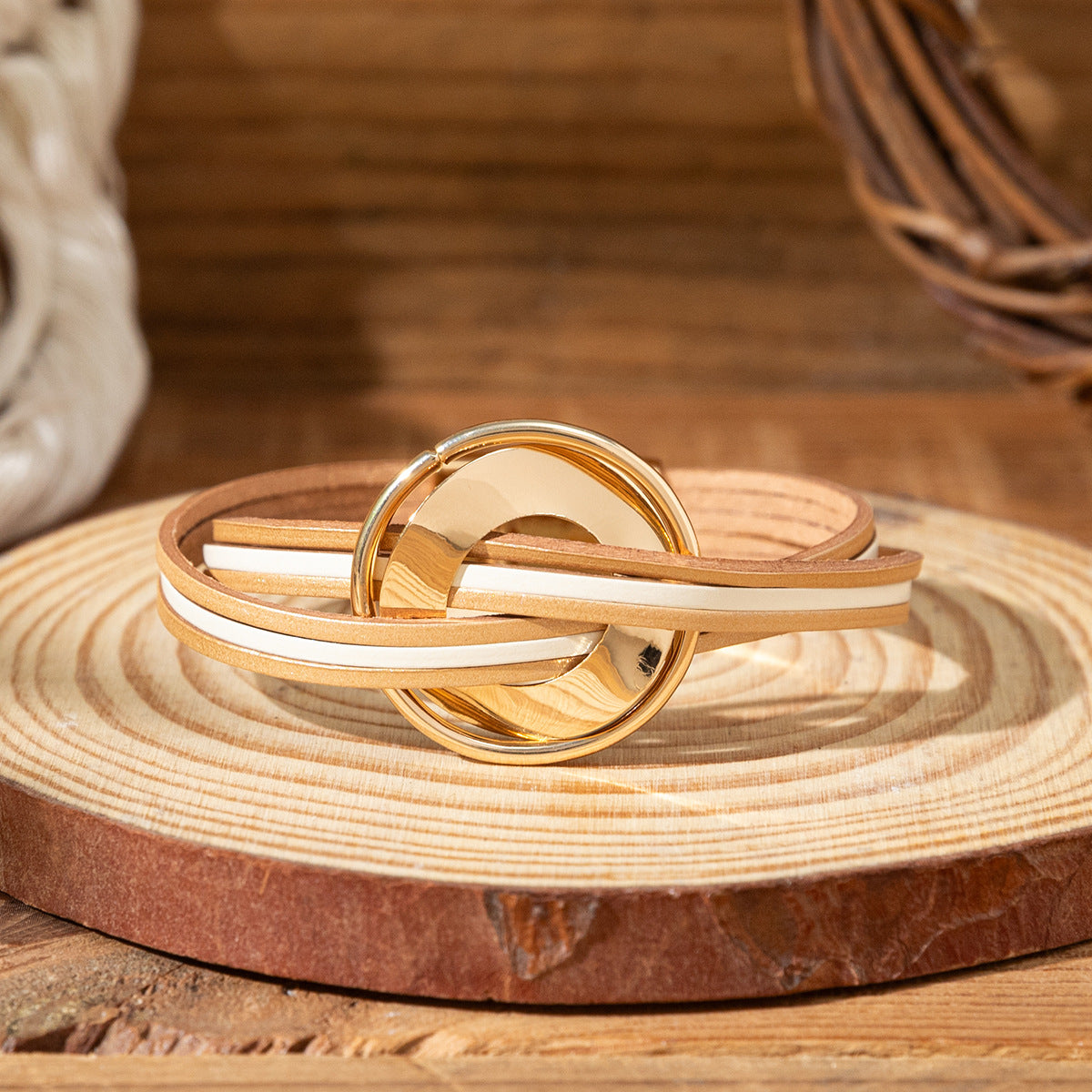 Wholesale Cross layered leather wristband Layered Bracelet Set