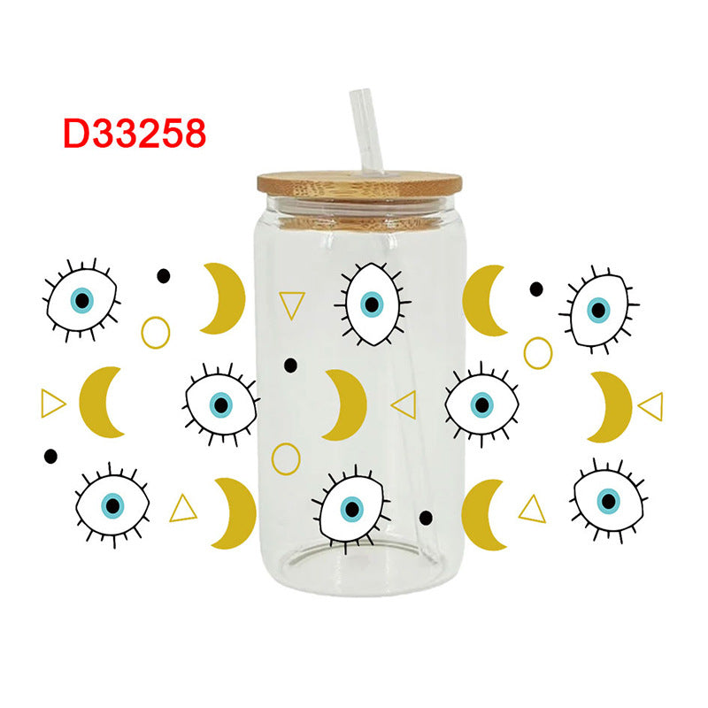 Wholesale  Little blue flower 16oz Cup UV DTF Wraps