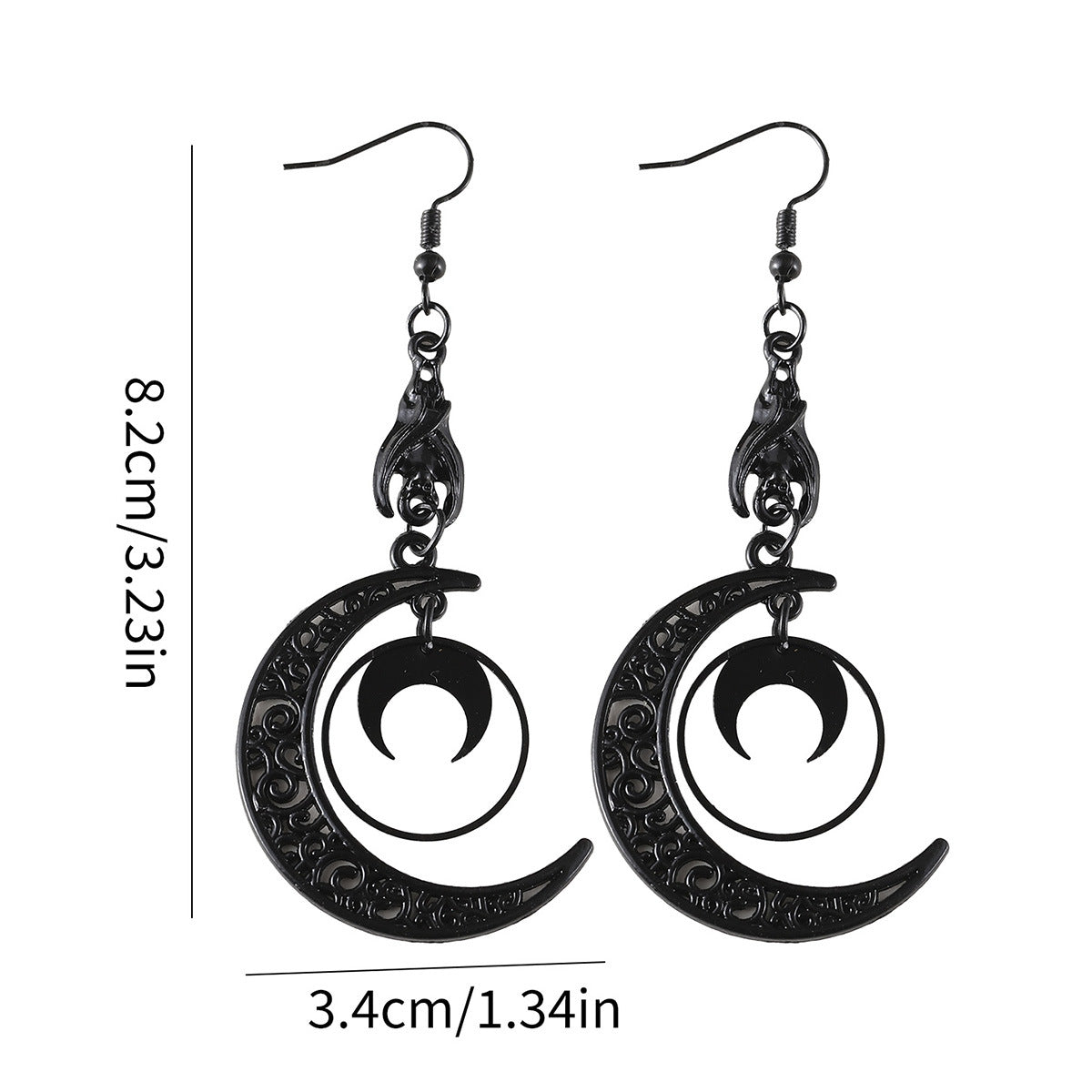 Wholesale Punk dark ing crescent pendant earrings