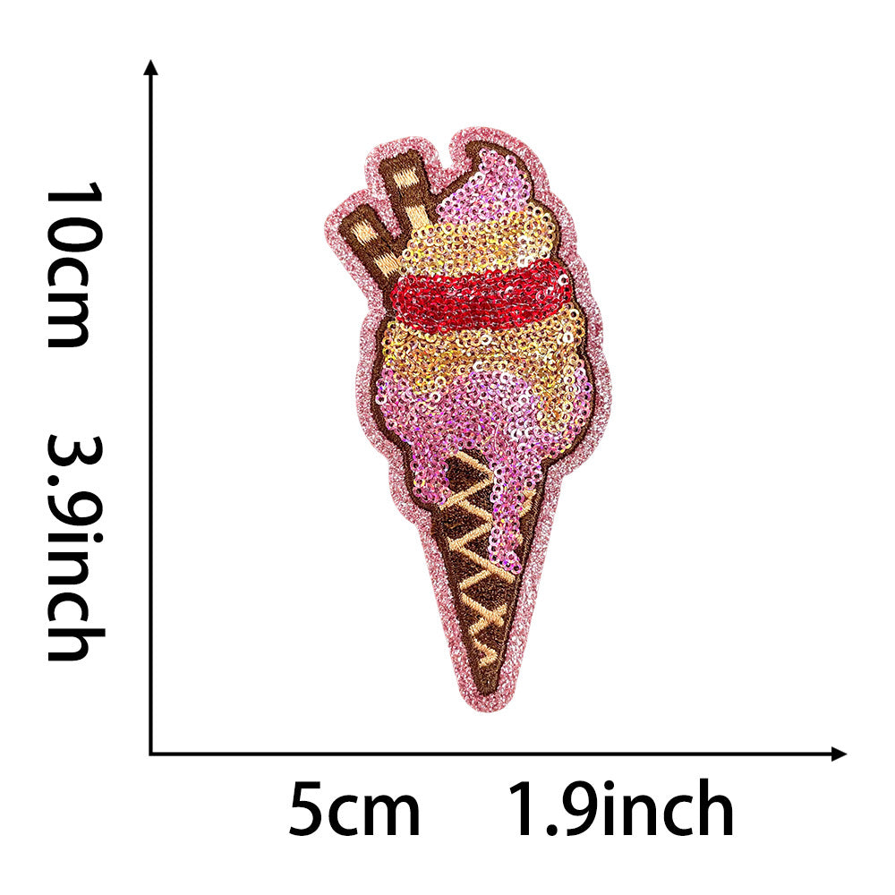 Wholesale 9 Piece Summer Beach Embroidered Patch Set With Sequins Iron On DIY Watermelon Swim Ring Ice Cream Fishing Sunscreen Patches For Chic Style