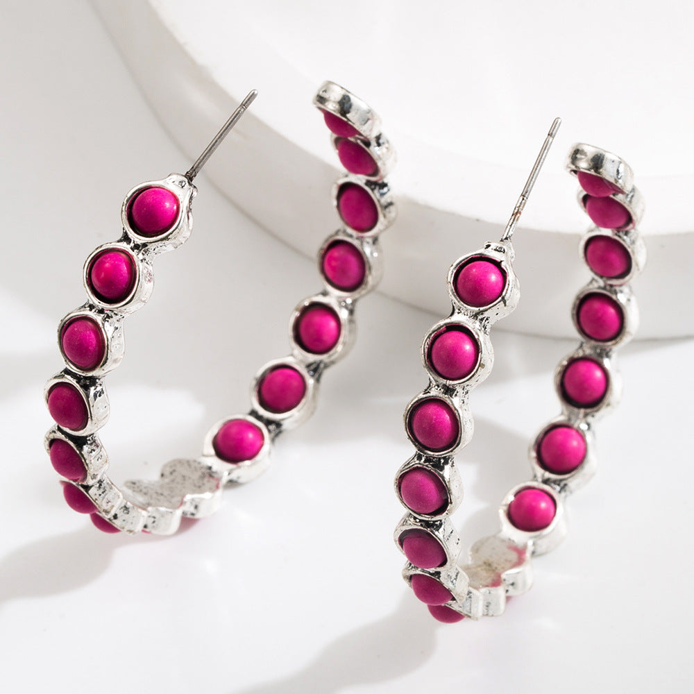 Wholesale Large Circle Turquoise Earrings