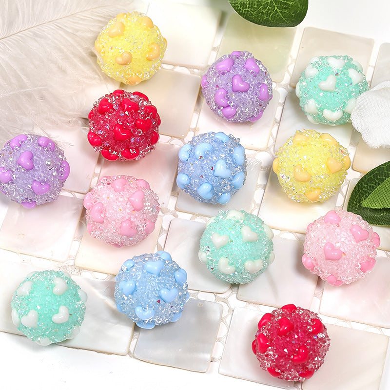 Wholesale 20pcs  Sparkling rhinestone sugar heart full of rhinestone Acrylic Beads