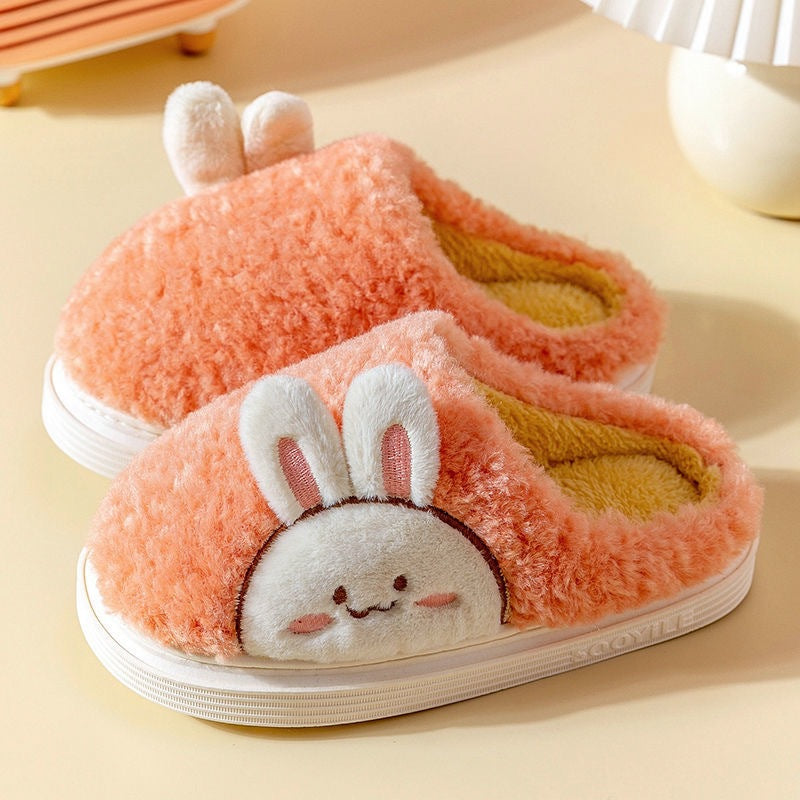 Wholesale Non-slip Warm Thick-soled Cute Cartoon Couple Plush Cotton Slippers