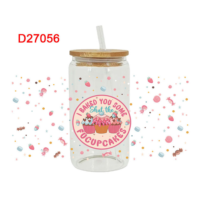 Wholesale Pink dessert ice cream series 16oz Cup UV DTF Wraps