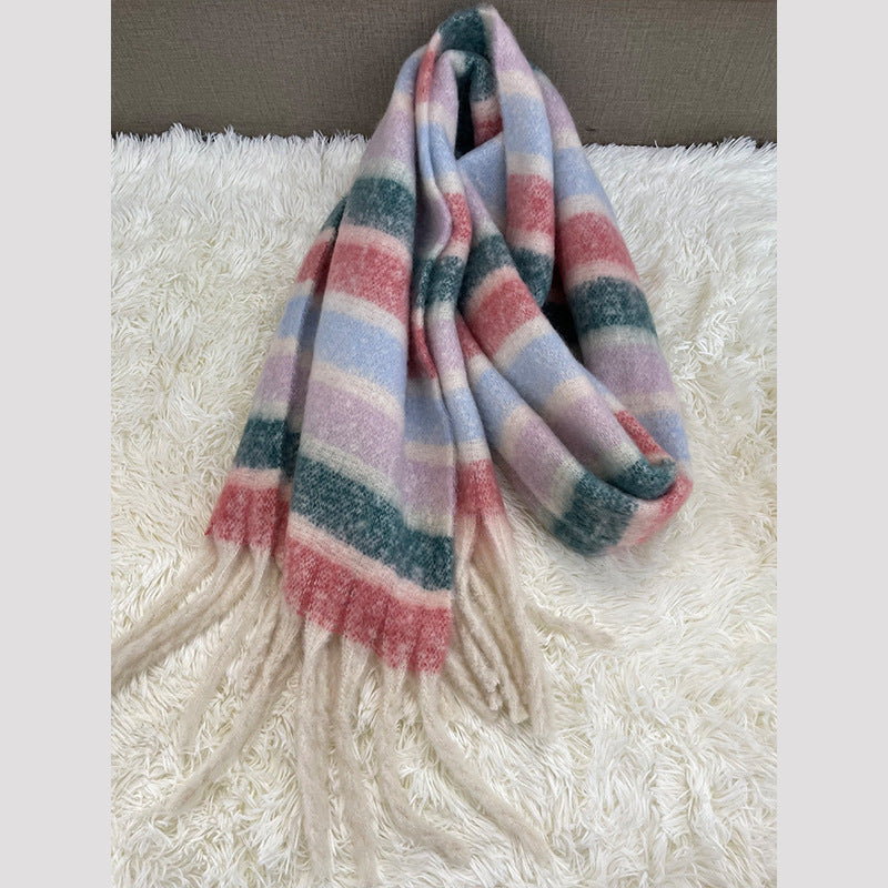 Wholesale Rainbow Autumn/Winter Long Thick Winter Versatile Colorful Scarf