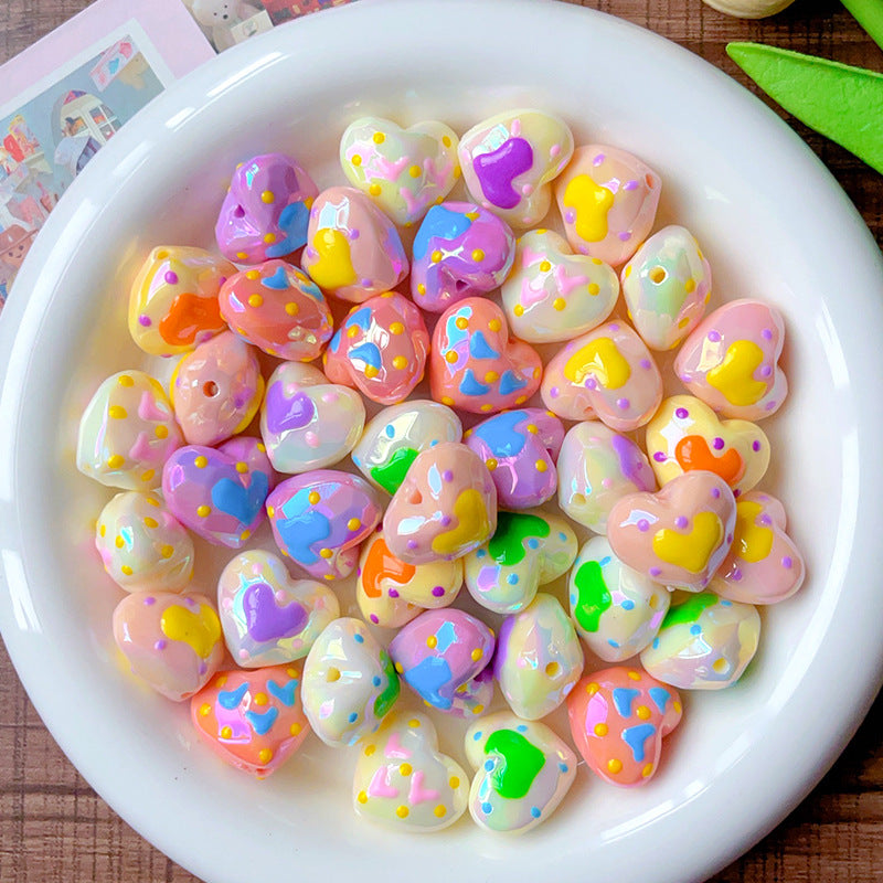 Wholesale 5pcs/pack Acrylic Hand-painted Cut-out Luminous Love Beads