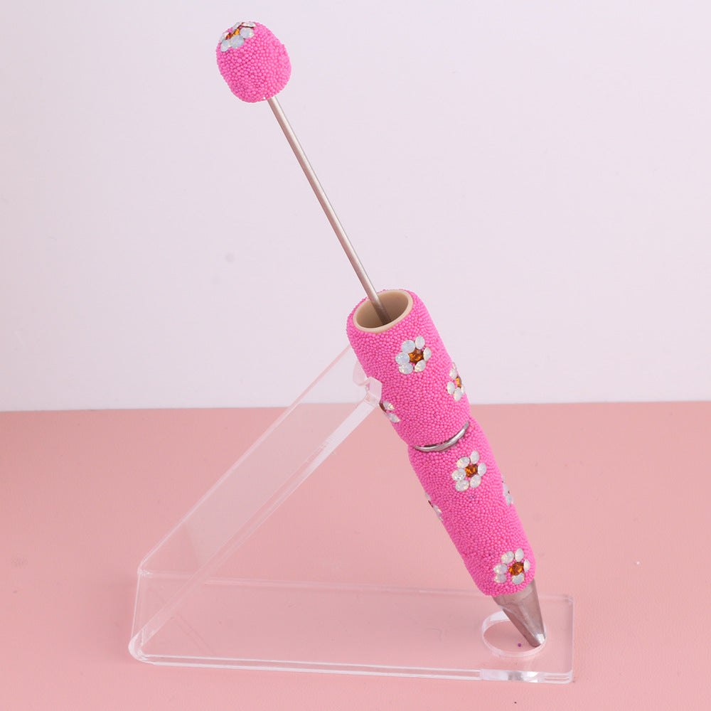 Wholesale  new creative diy beads daisy beaded pen multicolor ballpoint pen color cute cartoon pearl pen