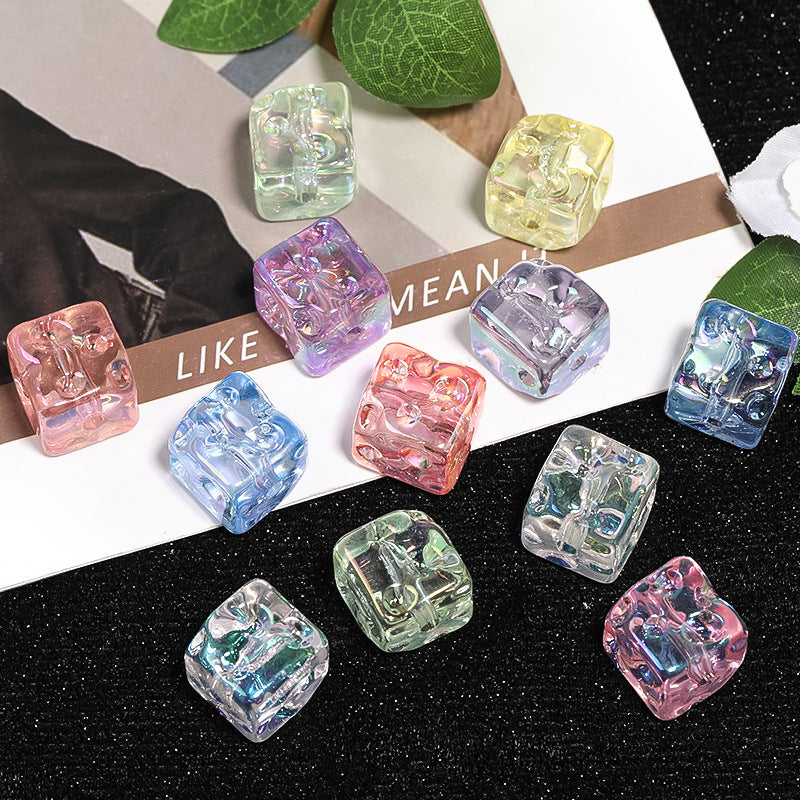 Wholesale 100pcs Diy Electroplated Cheese Cheese Special-shaped Transparent Acrylic Square Beads
