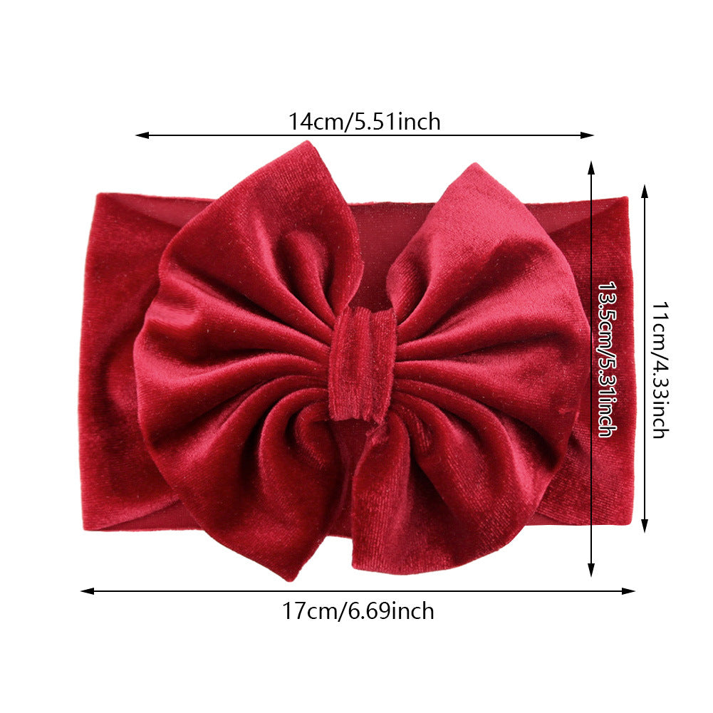 Wholesale Gold Velvet Printed Big Bow Heart Headband