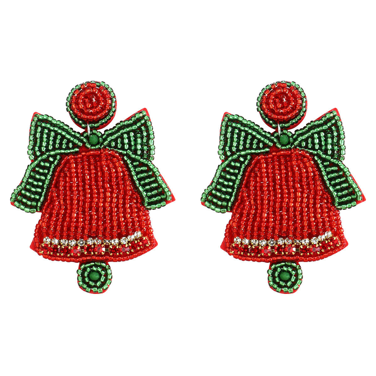Wholesale Christmas Tree Boots Handmade Fabric Rice Bead Earrings