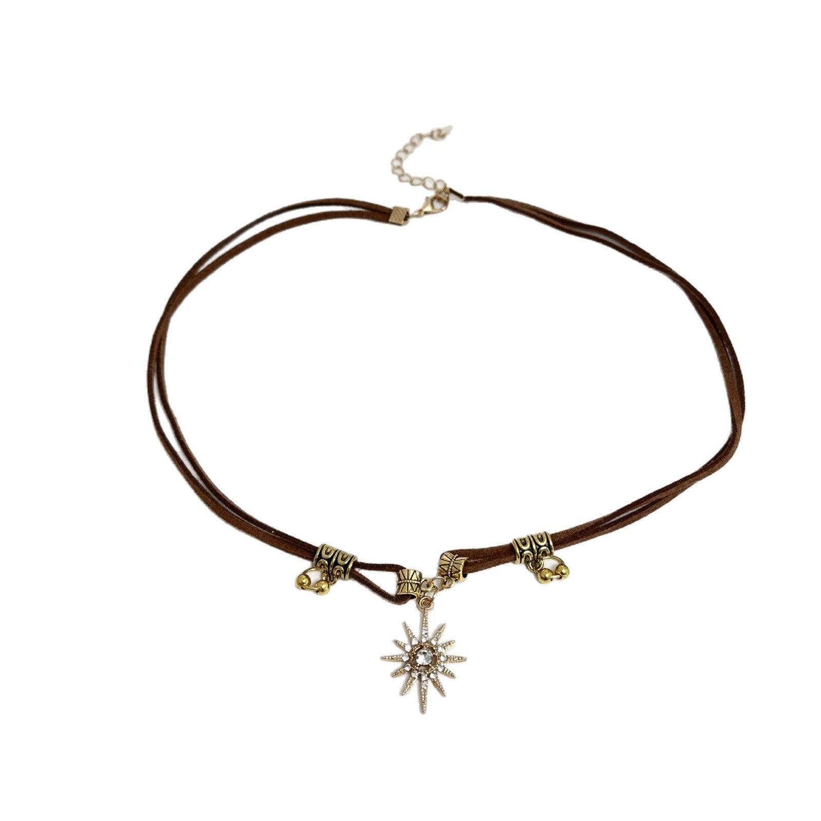 Wholesale Octagonal Brown Melard Series Double layered Clavicular Chain