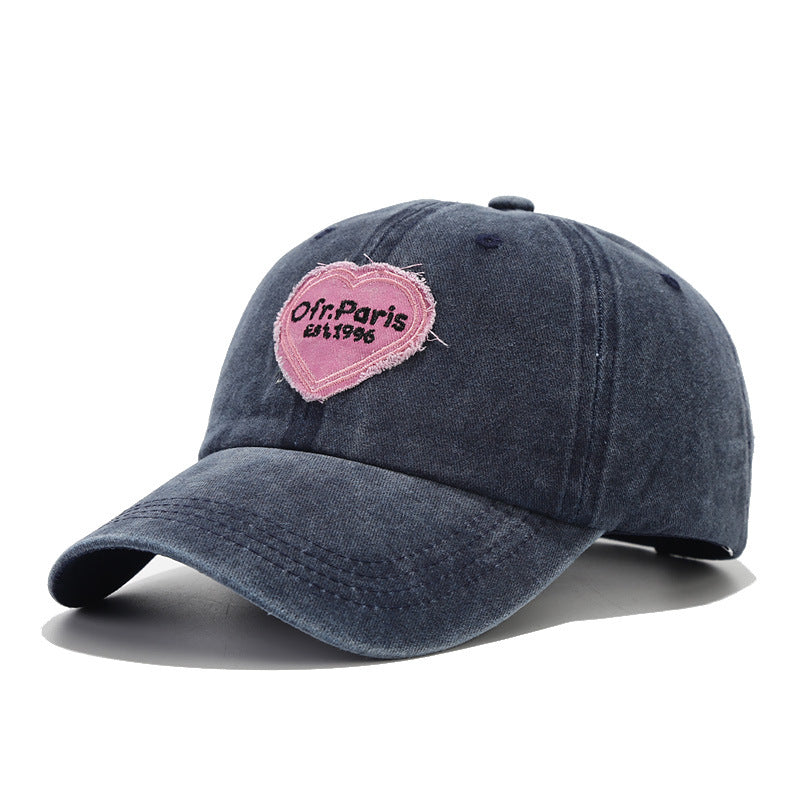 Wholesale Fashion Pink Love Embroidered Washed Baseball Cap