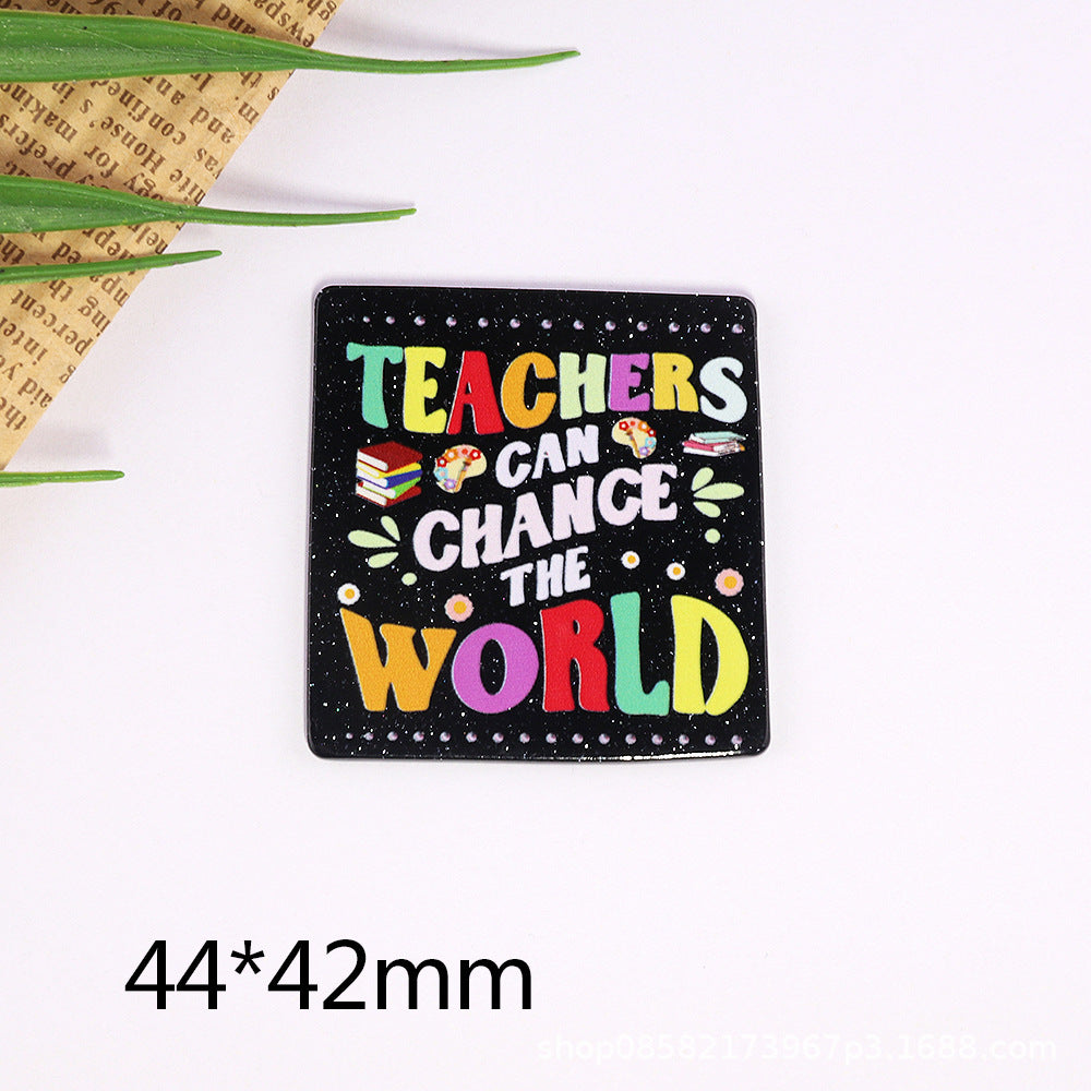 Wholesale 10pcs Cartoon Letters Rainbow Bag Acrylic Cute Things DIY Accessories FlatBack