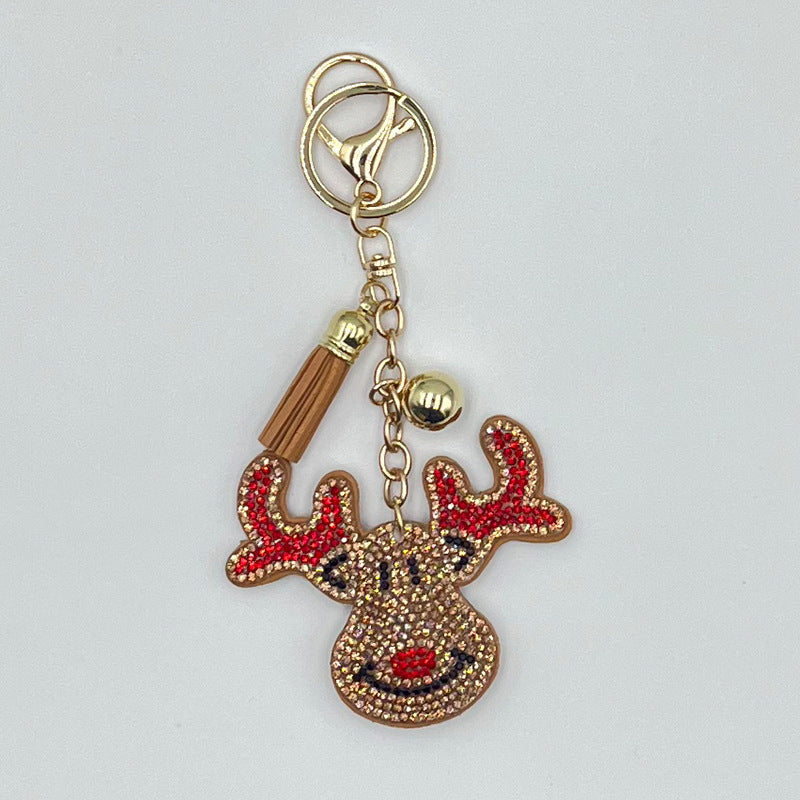 Wholesale Festive Rhinestone Christmas Tree Bag Charm Keychain With Crystal Tassel Trendy Fashion Accessory For Gift And Resale