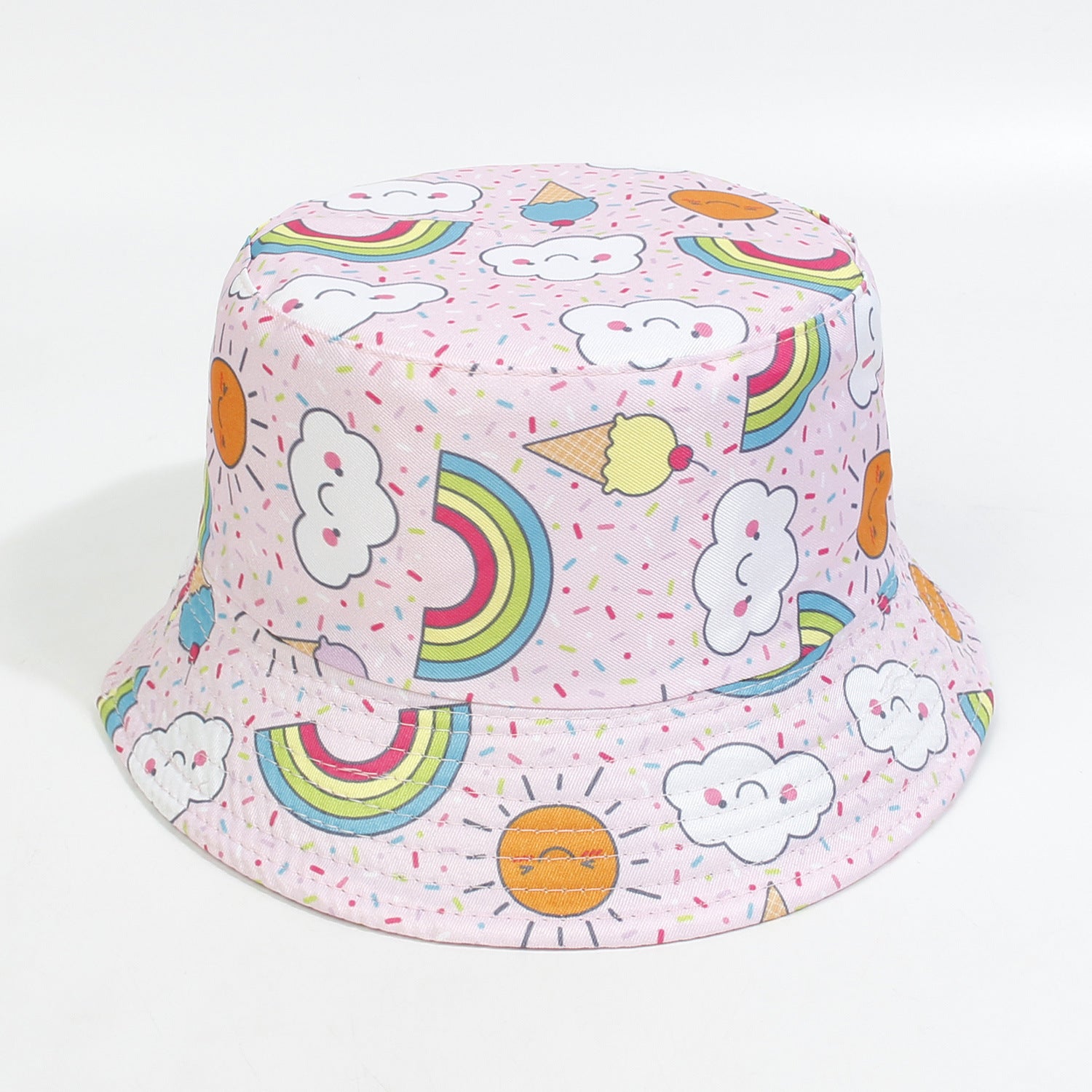 Wholesale Cotton Polyester Cartoon Rainbow Kids Bucket Hat