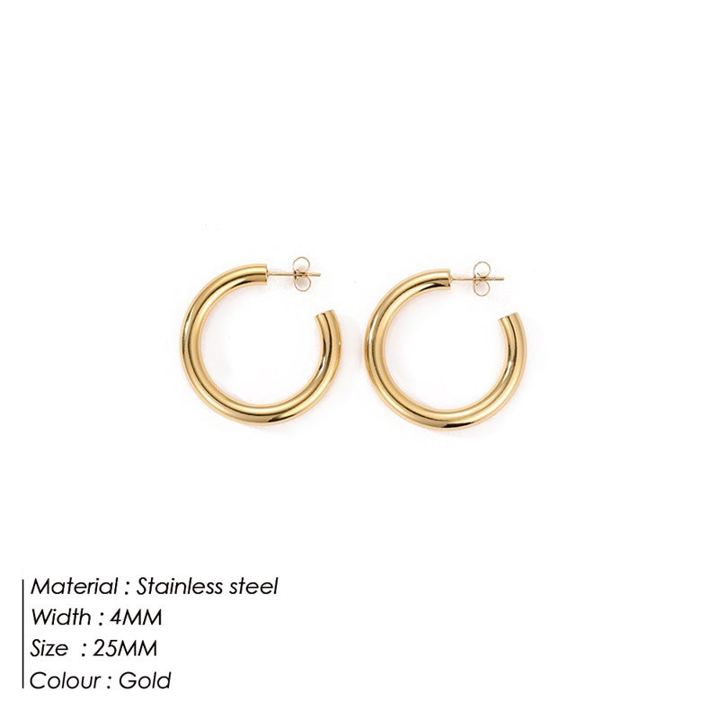 Wholesale C Shape Personality Stainless Steel Earrings