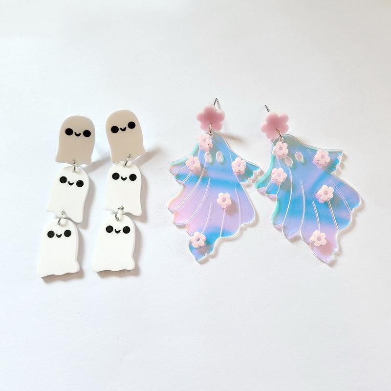 Wholesale Halloween Flowers Ghost Acrylic Earrings