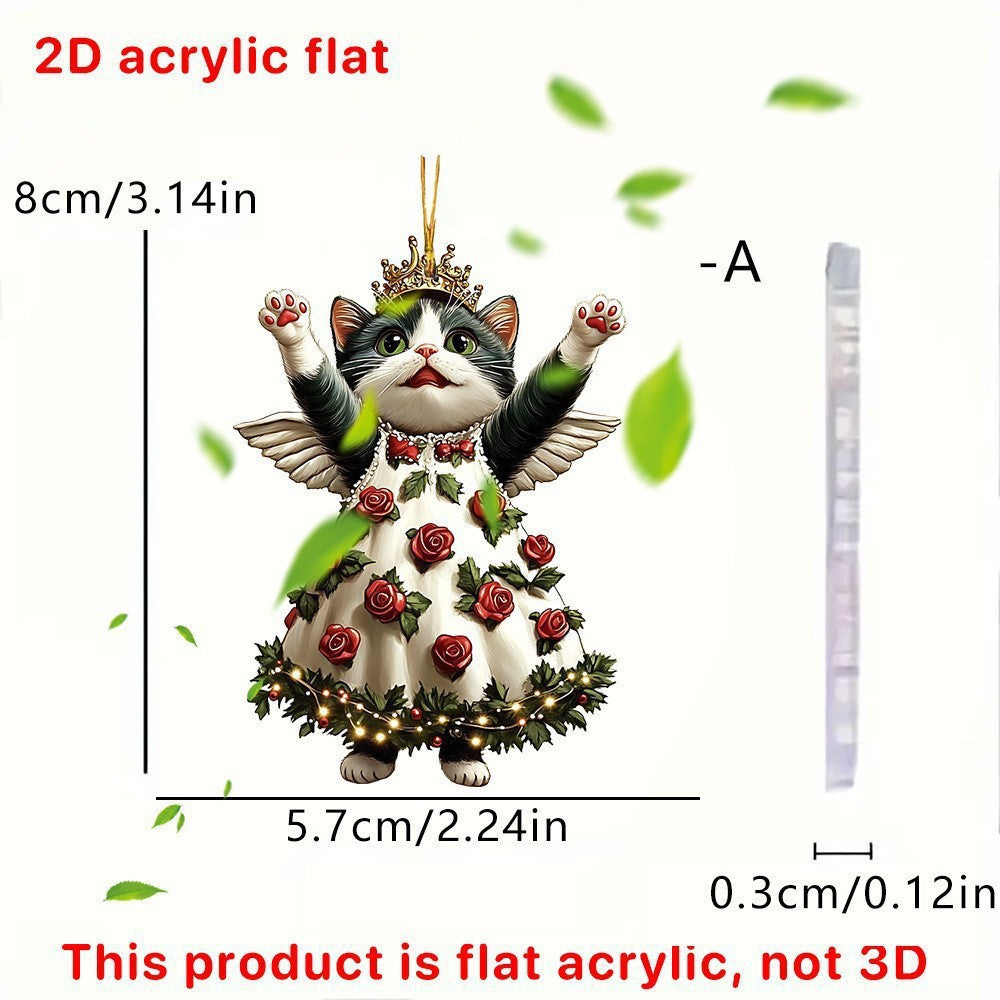 Wholesale Valentine' s Day Rose Kitten Acrylic Car Decoration